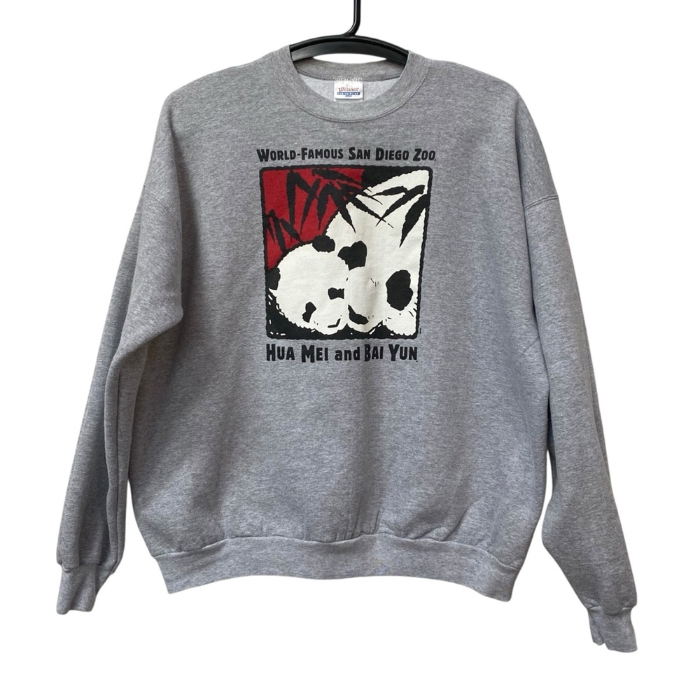 Gray San Diego Zoo Panda Sweatshirt Hua Mei & Bai Yun size 2XL